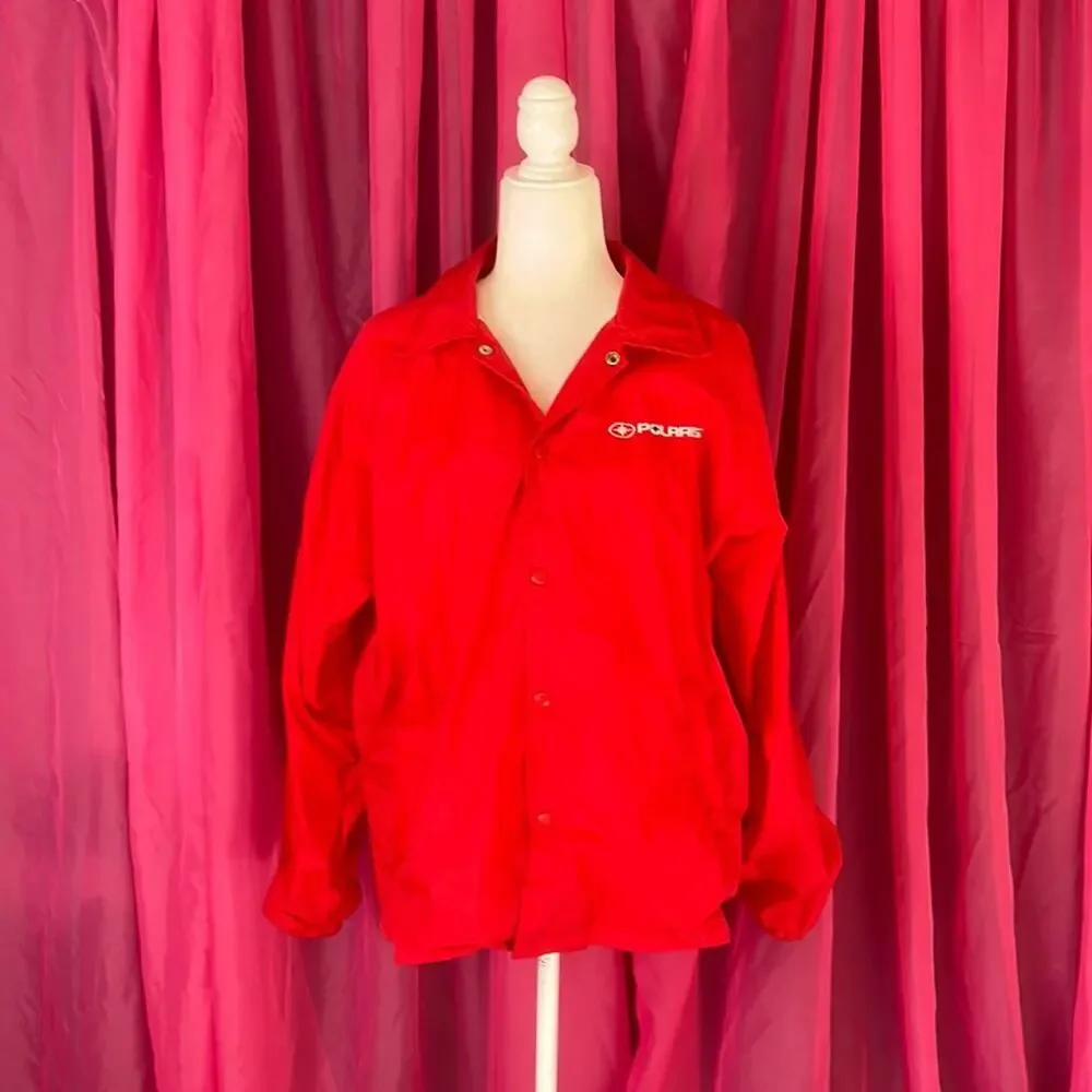 Vintage 80s Polaris Symbol red windbreaker jacket, size L‎